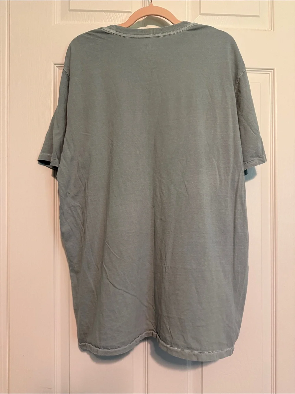 The North Face Sage Green Tee with Navy 'Never Stop Exploring' Print